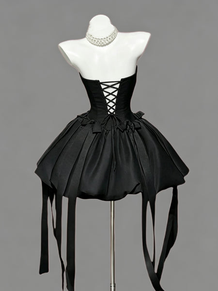 Strapless Short Black White Prom Dresses, Short Black White Formal Gra –  jbydress