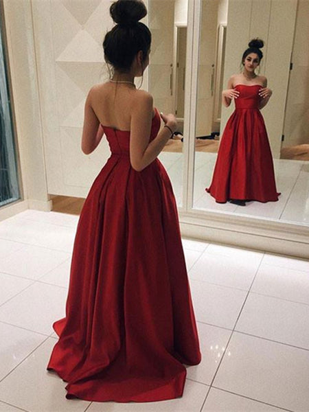 Simple Red Long Prom Dress, Red Long Formal Dress, Graduation Dress – jbydress