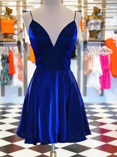 A Line V Neck Short Royal Blue Prom Dresses, Short Royal Blue Formal H jbydress A Line V Neck Short Royal Blue Prom Dresses, Short Royal Blue Formal H jbydress