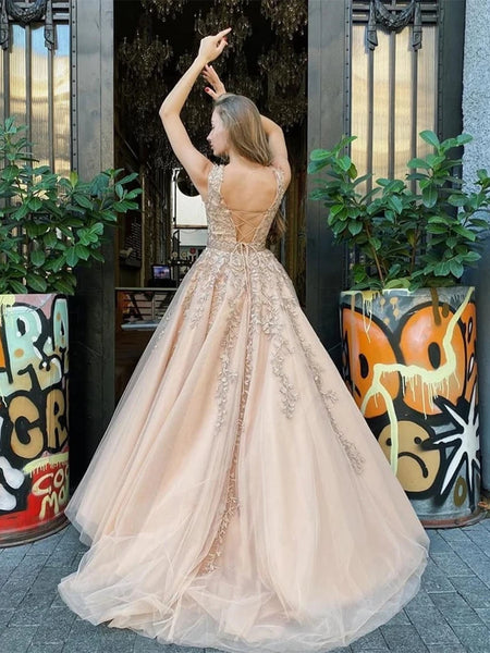 Champagne Backless Lace Wedding Dresses, Open Back Champagne Prom Form jbydress Champagne Backless Lace Wedding Dresses, Open Back Champagne Prom Form jbydress