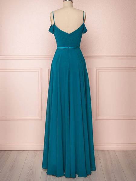 Off Shoulder Peacock Blue Prom Dress Long, Floor Length Peacock Blue B – jbydress