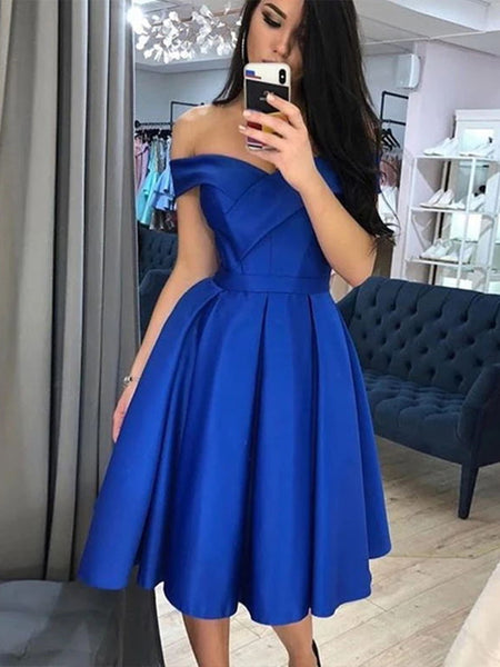 royal blue knee length prom dress Off the Shoulder Short Dresses, Short Off Shoulder Roy – jbydress Luxury Dress 2025