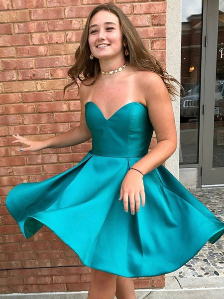 peacock blue dress Short Satin Prom Dresses, Peacock Blue Short Formal Gradu – jbydress PROMO-1 IUY Black Women's Oxford With its beautiful appliques Color:Black Lace Crochet
