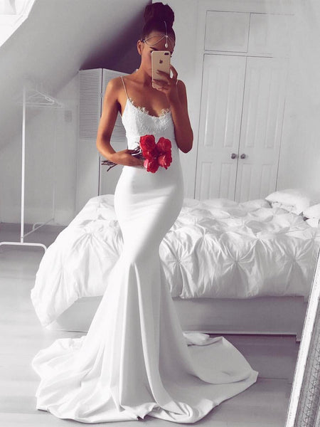 White mermaid prom dress on sale