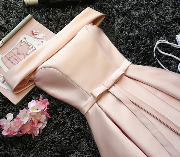 Custom Made Light Pink Off Shoulder Prom Dresses, Short Graduation Dre – jbydress