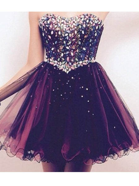 A Line Sweetheart Neck Short Prom Dress, Graduation Dress, Homecoming   jbydress