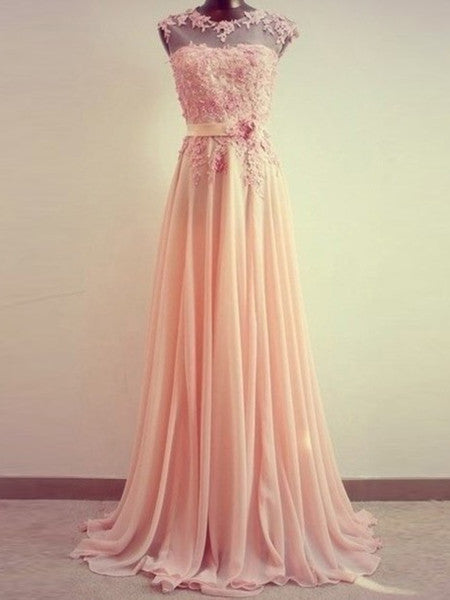 A-Line Round Neck Sweep Train Lace Coral Prom Dress, Formal Dresses, L jbydress A-Line Round Neck Sweep Train Lace Coral Prom Dress, Formal Dresses, L jbydress