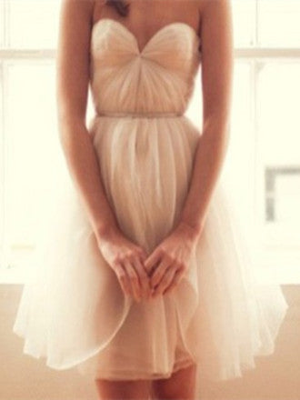 A Line Sweetheart Neck Short Prom Dresses, Ivory Homecoming/Graduation Dresses