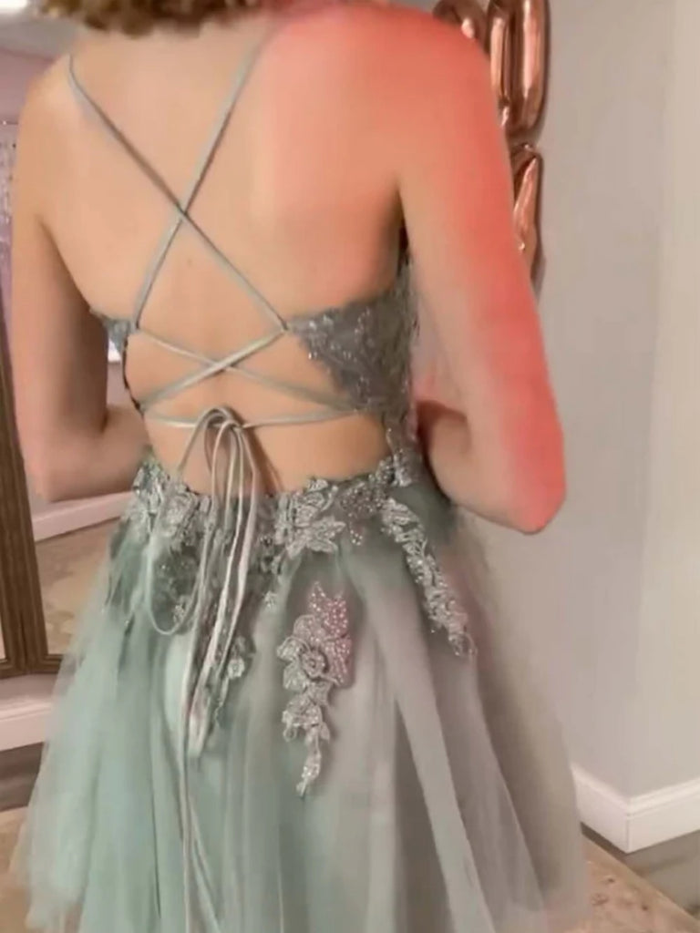 A Line V Neck Short Sage Green Lace Prom Dresses, Short Sage Green Lac – jbydress A Line V Neck Short Sage Green Lace Prom Dresses, Short Sage Green Lac – jbydress