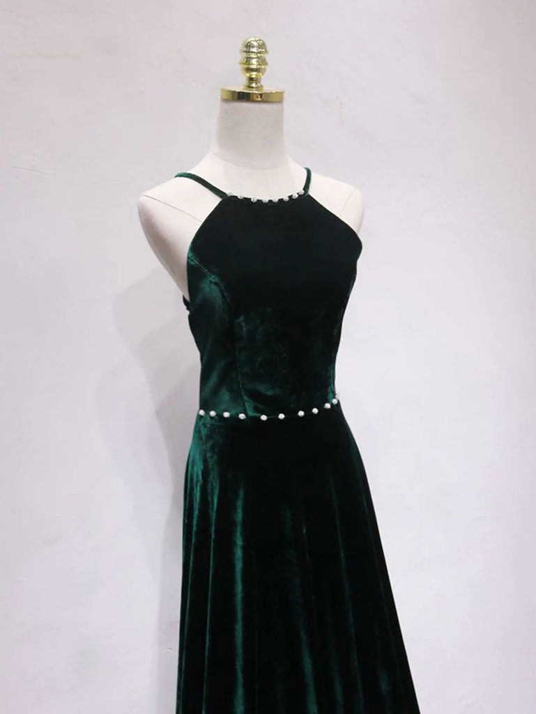 Backless Green Velvet Long Prom Dresses, Dark Green Open Back Long For jbydress Backless Green Velvet Long Prom Dresses, Dark Green Open Back Long For jbydress