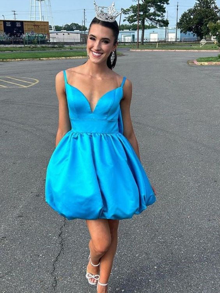 Cute V Neck Short White Pink Blue Prom Dresses, Short V Neck Formal Ho jbydress Cute V Neck Short White Pink Blue Prom Dresses, Short V Neck Formal Ho jbydress