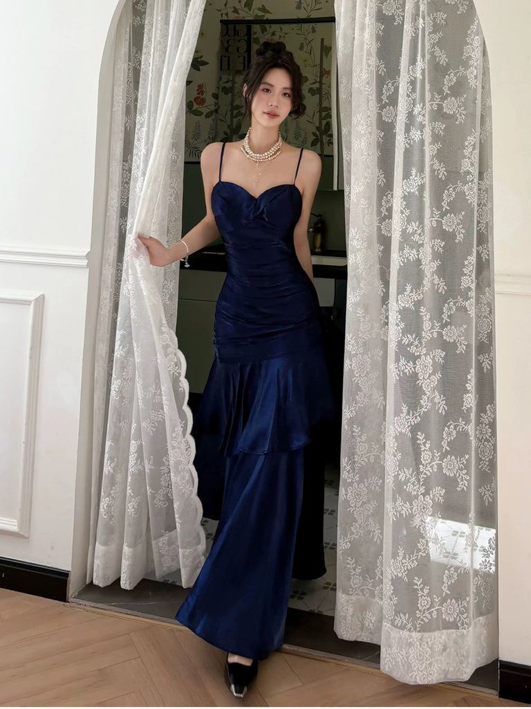 pale blue corset dress Elegant Dark Navy Blue Mermaid Long Prom Dresses, Dark Navy Blue Long –  jbydress