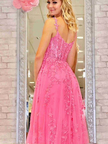 Elegant Long Lace Prom Dresses, Long Lace Formal Evening Dresses
