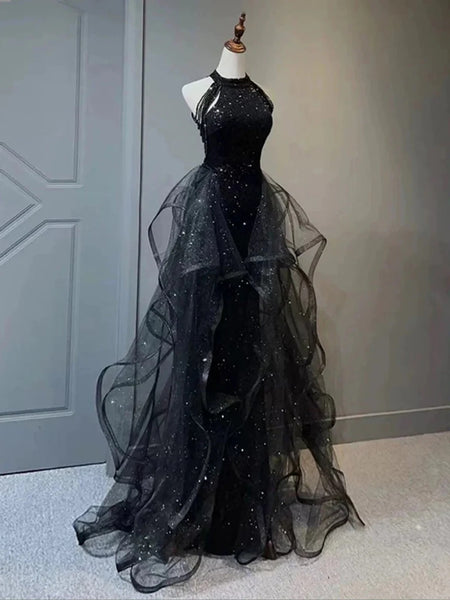 Halter Neck Burgundy Blue Black Sequins Long Prom Dresses, Wine Red Black Navy Blue Sequins Long Formal Dresses