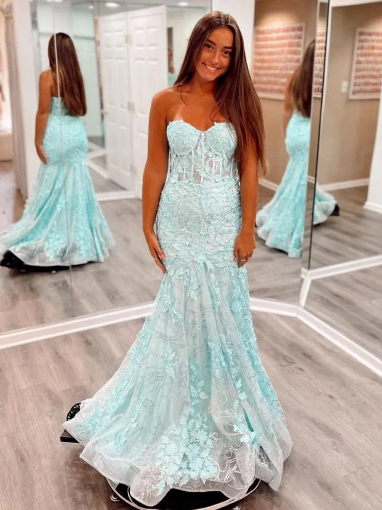 Mint Green Mermaid Lace Prom Dresses, Green Lace Mermaid Formal Evenin jbydress Mint Green Mermaid Lace Prom Dresses, Green Lace Mermaid Formal Evenin jbydress