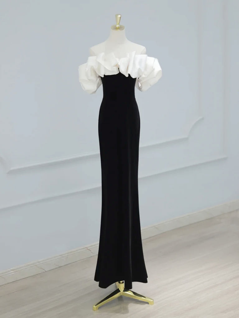 Off the Shoulder Black Mermaid Long Prom Dresses, Black Mermaid Long F jbydress Off the Shoulder Black Mermaid Long Prom Dresses, Black Mermaid Long F jbydress