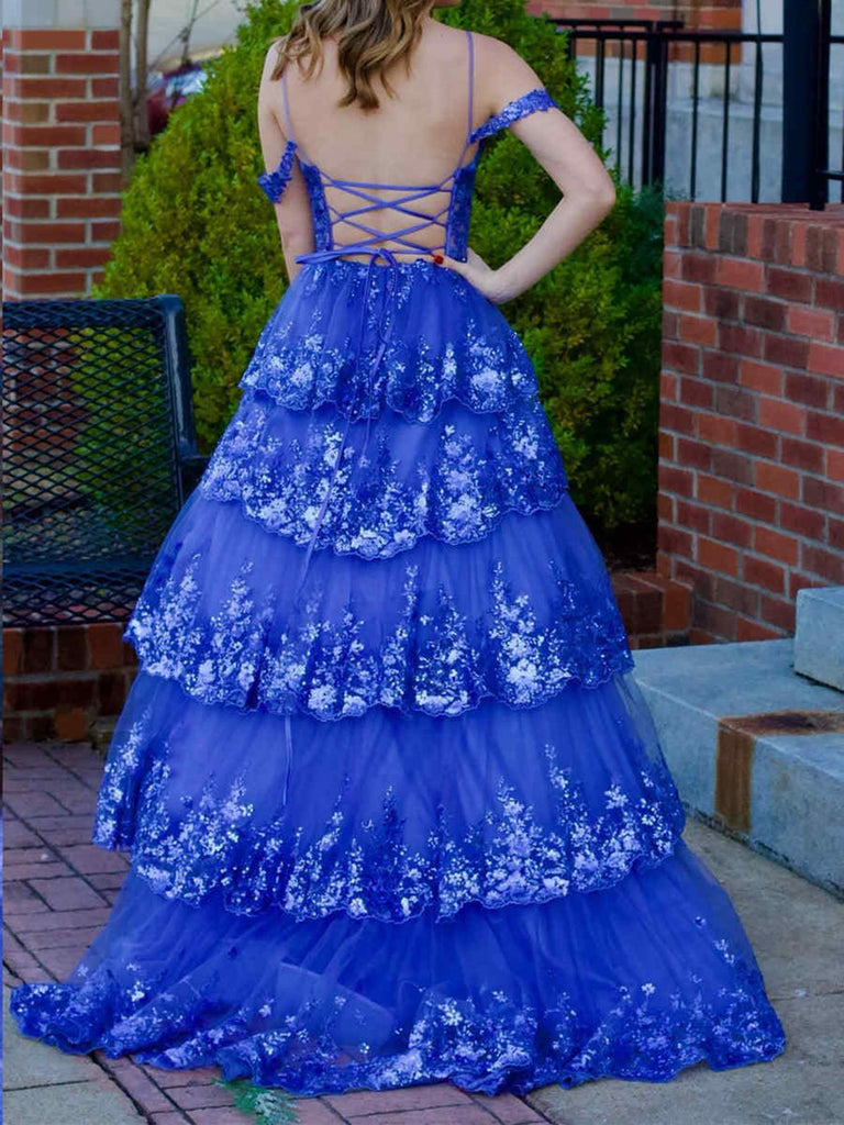 prom dresses blue and purple Iridescent Diamond One Shoulder Trumpet Dress This elegant and timeless prom dress features a stunning ombre design in a classic V Blue Ombre Sparkly Satin Prom