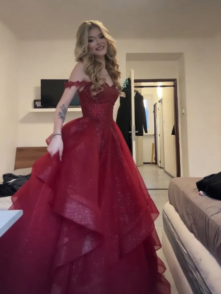 Off the Shoulder Burgundy Lace Prom Dresses, Wine Red Off Shoulder Lace Formal Homecoming Dresses
