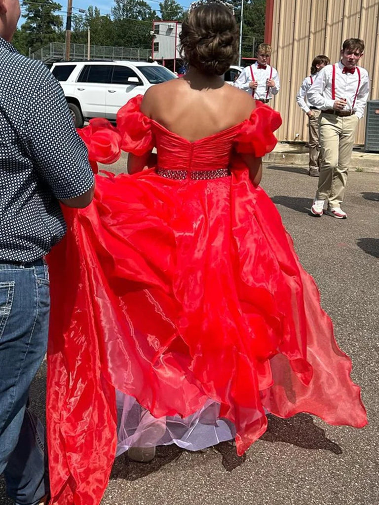 Off the Shoulder Pink Red Organza Prom Dresses, Pink Red Organza Forma jbydress Off the Shoulder Pink Red Organza Prom Dresses, Pink Red Organza Forma jbydress