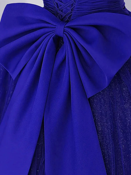 Off the Shoulder Royal Blue Long Prom Dresses, Royal Blue Long Formal Evening Dresses