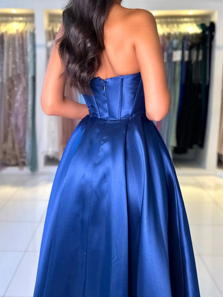 Off the Shoulder Royal Blue Long Prom Dresses, Royal Blue Long Formal Evening Dresses