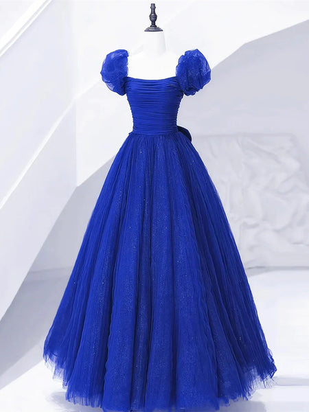 Off the Shoulder Royal Blue Long Prom Dresses, Royal Blue Long Formal Evening Dresses