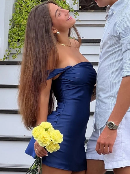 Off the Shoulder Short Blue Pink Coral Prom Dresses, Short Off Shoulder Formal Homecoming Dresses