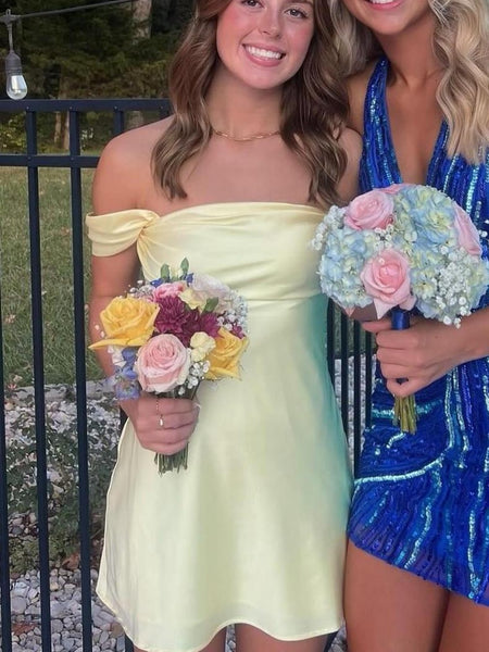 Off the Shoulder Short Blue Pink Coral Prom Dresses, Short Off Shoulder Formal Homecoming Dresses