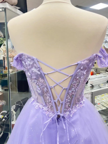 Off the Shoulder Short Purple Lace Prom Dresses, Short Purple Lace Formal Homecoming Dresses