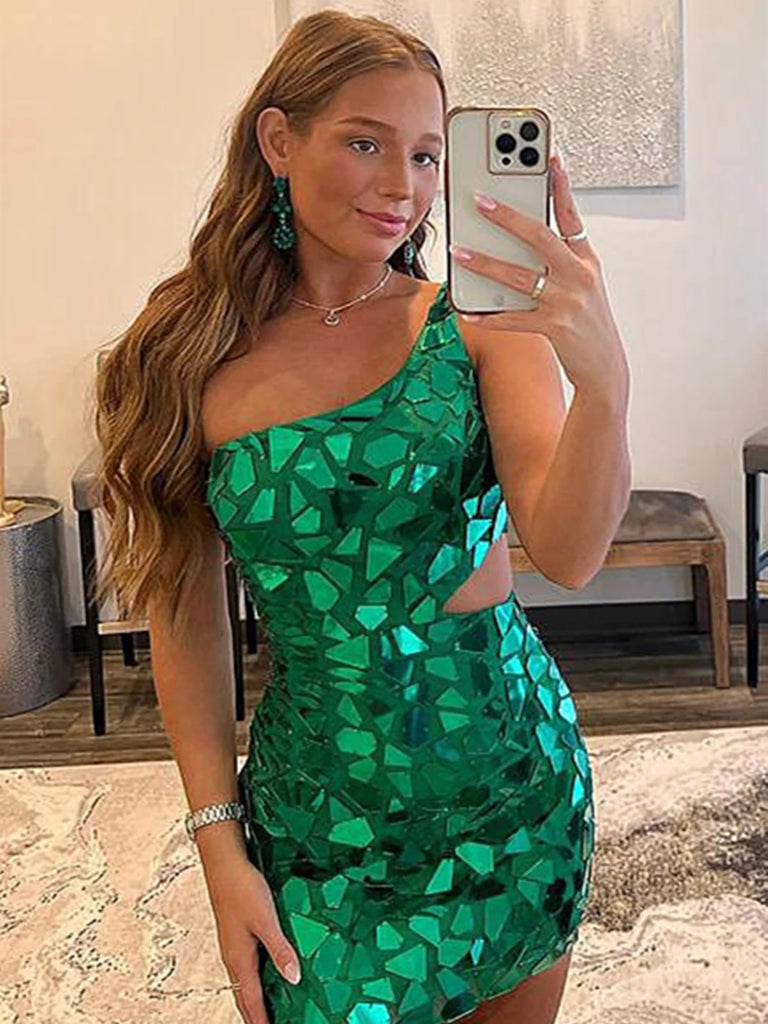One Shoulder Short Green Prom Dresses, Green One Shoulder Short Formal jbydress One Shoulder Short Green Prom Dresses, Green One Shoulder Short Formal jbydress