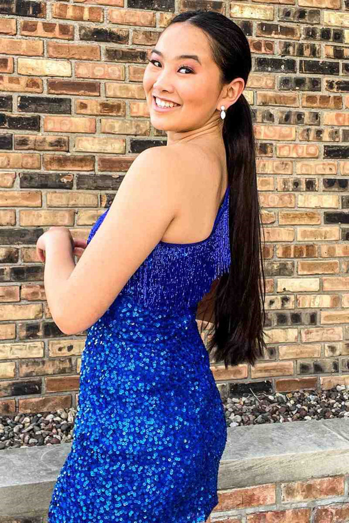 One Shoulder Short Tight Orange Blue Prom Dresses, One Shoulder Short jbydress One Shoulder Short Tight Orange Blue Prom Dresses, One Shoulder Short jbydress