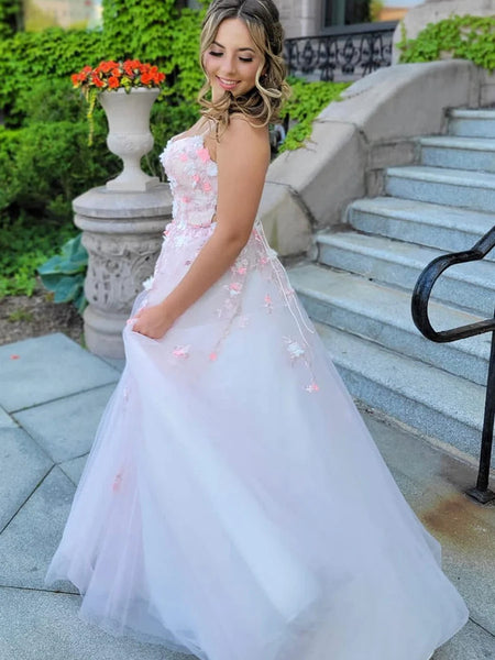Pink Lace Floral Backless Prom Dresses, Open Back Pink Lace Floral Long Formal Evening Dresses
