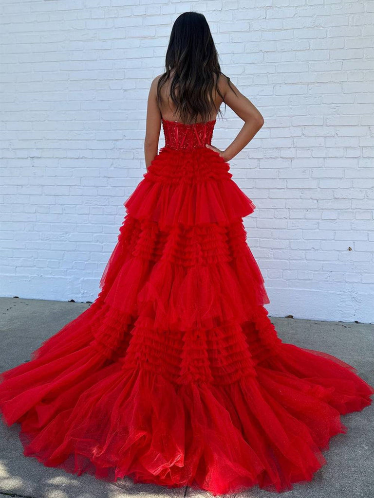 red black lace prom dress Wine Red A-line Off Shoulder with Black Lace Evening Dress, Wine Red L
