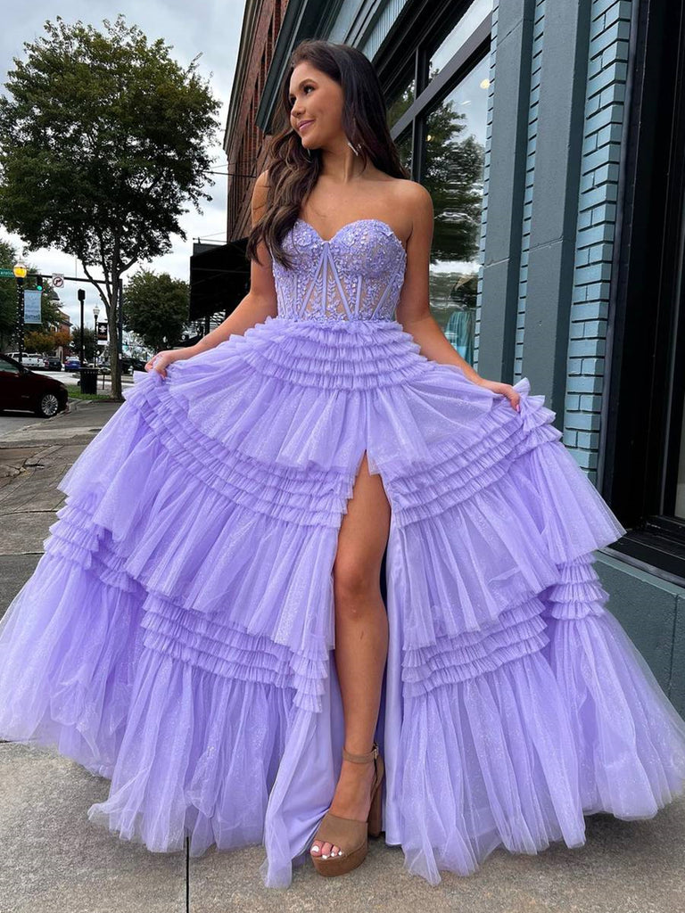 purple and black formal dresses Pink Red Blue Purple Black Lace Prom Dresses, Layered Long Lace Formal – jbydress