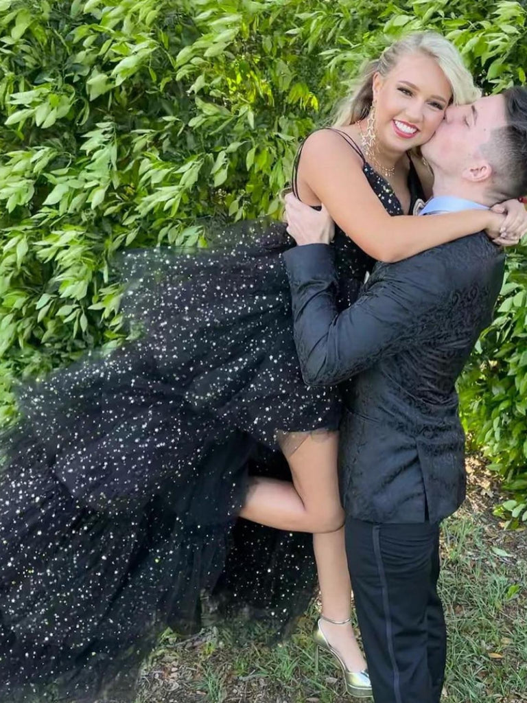 black prom dress couple All black tuxedo for prom