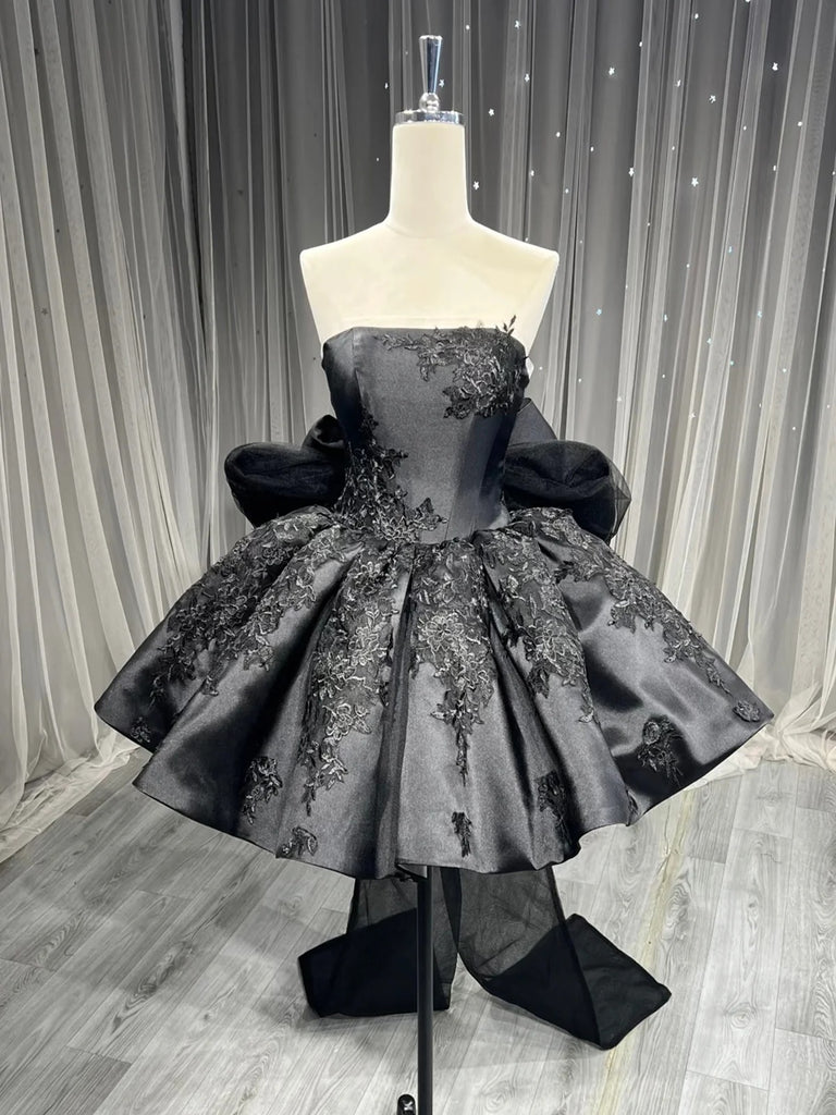 Short Black Lace Prom Dresses, Short Black Lace Formal Homecoming Dresses, Little Black Dresses