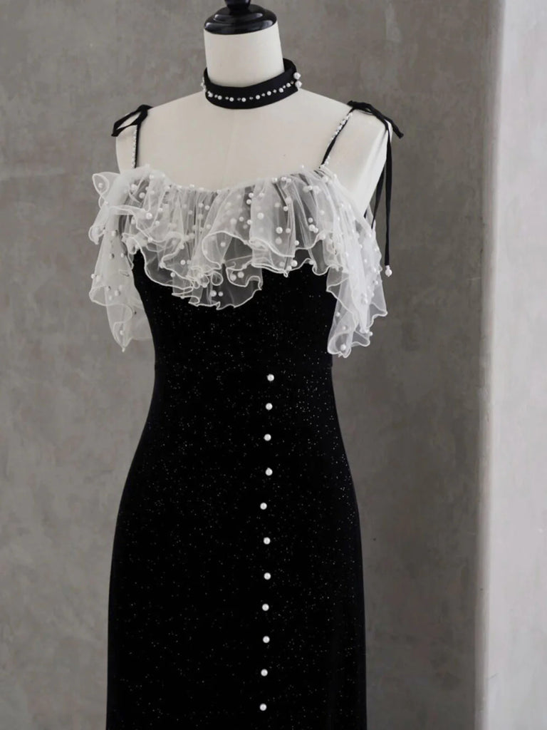short black mermaid dress Black Straps Short Mermaid Backless Homecoming Dress