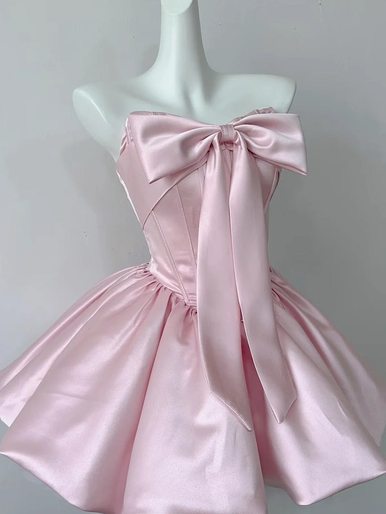 pink graduation dress short Pink Graduation Dress, Short Style ,fairy High And Low Dress,custom Made