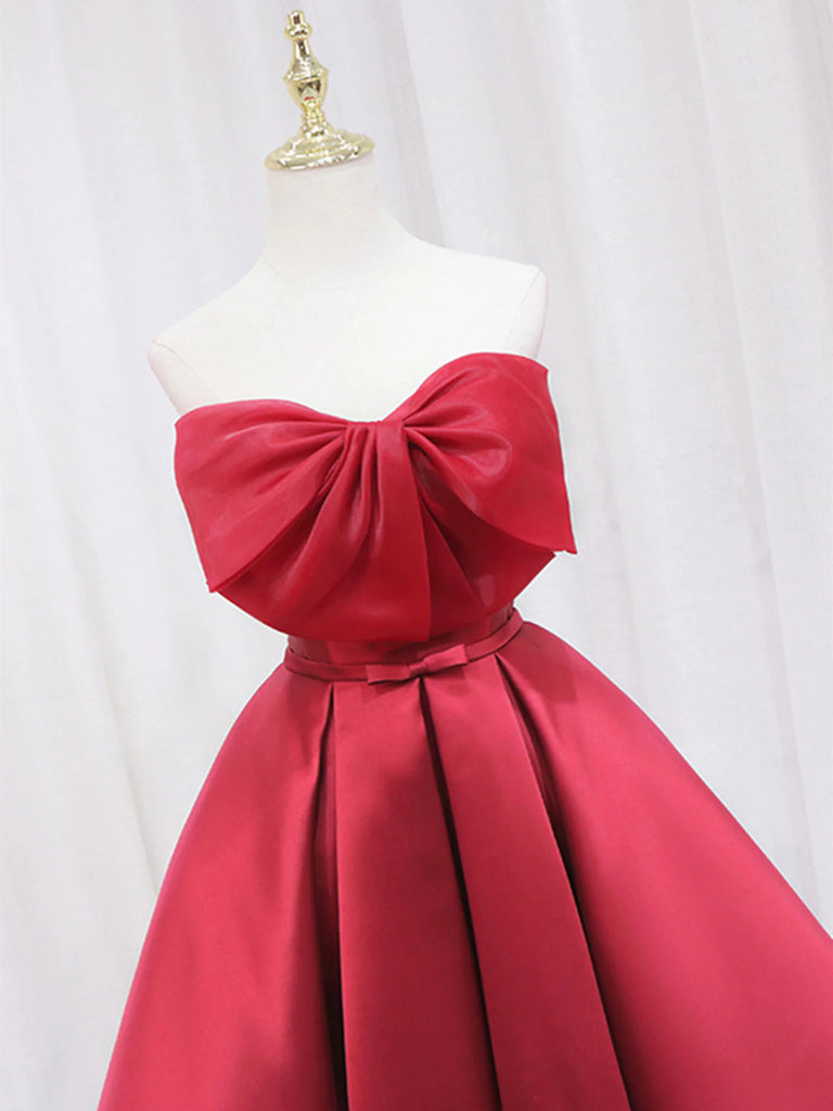 short red satin prom dress Red Satin Short Prom Dresses, Cute Short Red Homecoming Dress