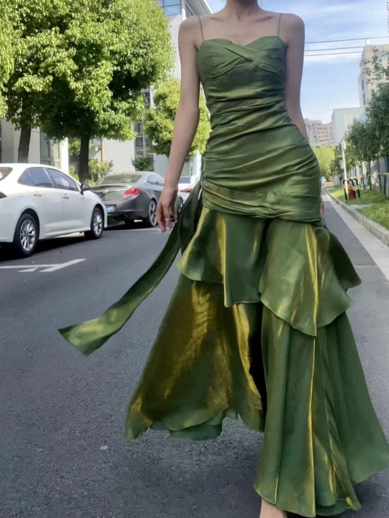 Spaghetti Straps Green Mermaid Long Prom Dresses, Emerald Green Long M jbydress Spaghetti Straps Green Mermaid Long Prom Dresses, Emerald Green Long M jbydress