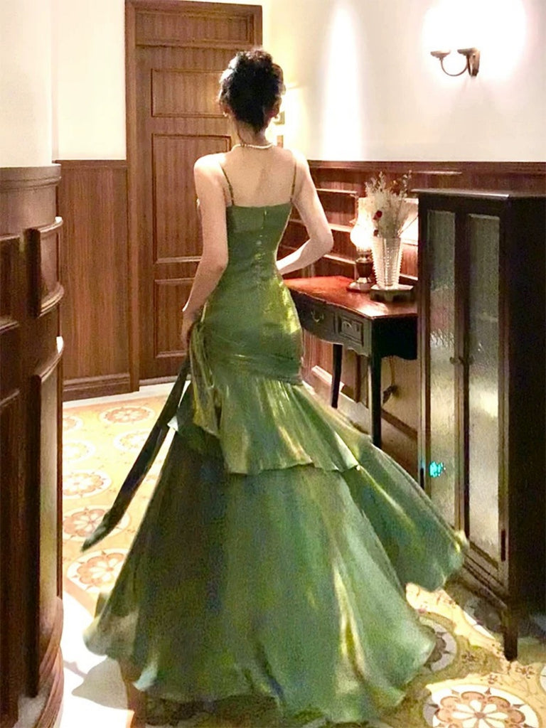 Spaghetti Straps Green Mermaid Long Prom Dresses, Emerald Green Long M jbydress Spaghetti Straps Green Mermaid Long Prom Dresses, Emerald Green Long M jbydress