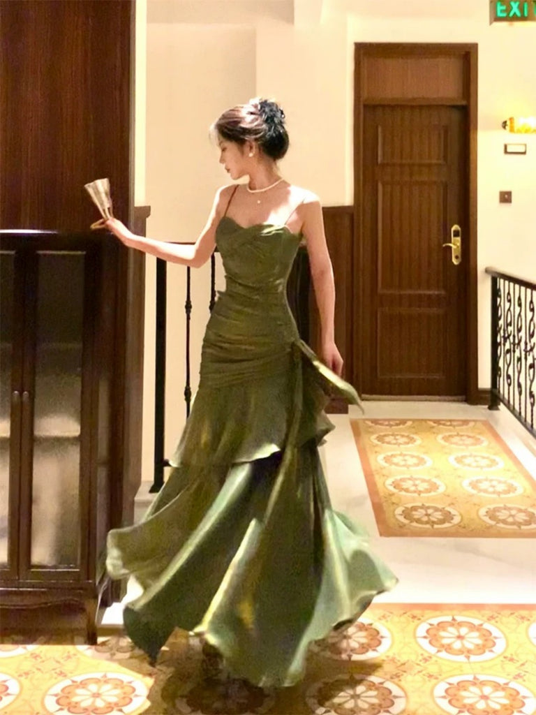 Spaghetti Straps Green Mermaid Long Prom Dresses, Emerald Green Long M jbydress Spaghetti Straps Green Mermaid Long Prom Dresses, Emerald Green Long M jbydress