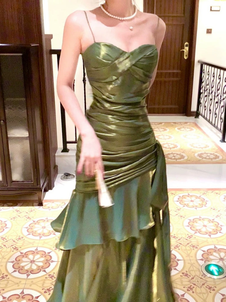 Spaghetti Straps Green Mermaid Long Prom Dresses, Emerald Green Long M jbydress Spaghetti Straps Green Mermaid Long Prom Dresses, Emerald Green Long M jbydress