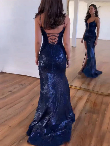 Sparkly Mermaid Burgundy White Mermaid Lace Prom Dresses, Sparkly Mermaid Formal Evening Dresses