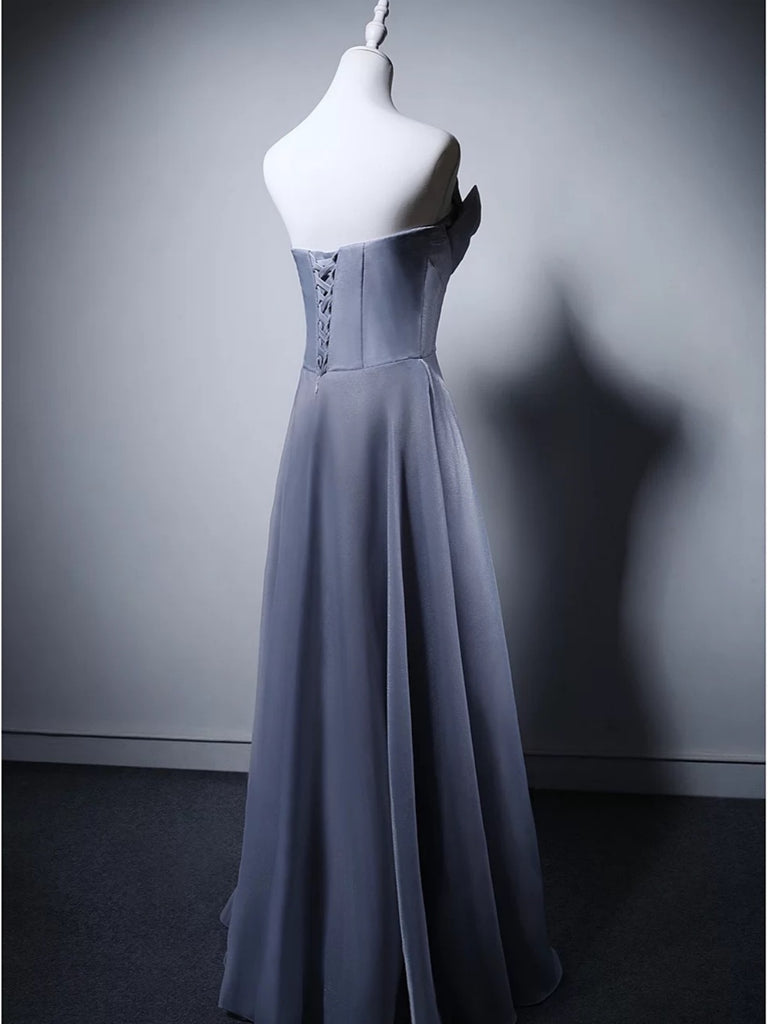 Strapless Light Gray Organza Long Prom Dresses, Light Gray Long Formal jbydress Strapless Light Gray Organza Long Prom Dresses, Light Gray Long Formal jbydress