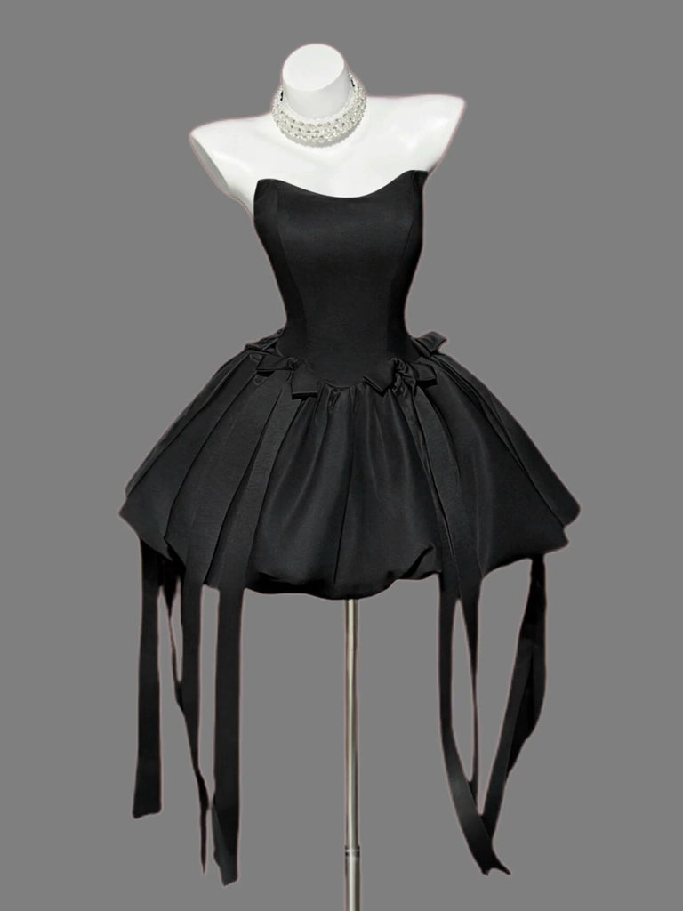Strapless Short Black White Prom Dresses, Short Black White Formal Gra –  jbydress