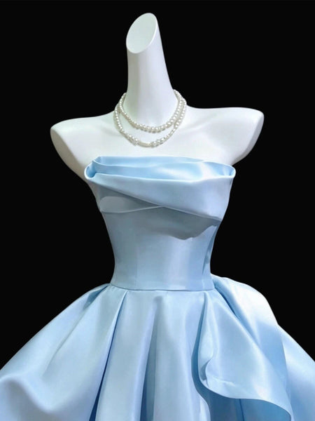 Strapless Short Blue Pink Champagne Prom Dresses, Short Blue Pink Champagne Formal Homecoming Dresses, Short White Engagement Dress 