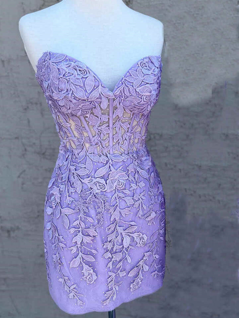 Strapless Short Lace Prom Dresses, Short Bodycon Lace Formal Homecomin jbydress Strapless Short Lace Prom Dresses, Short Bodycon Lace Formal Homecomin jbydress