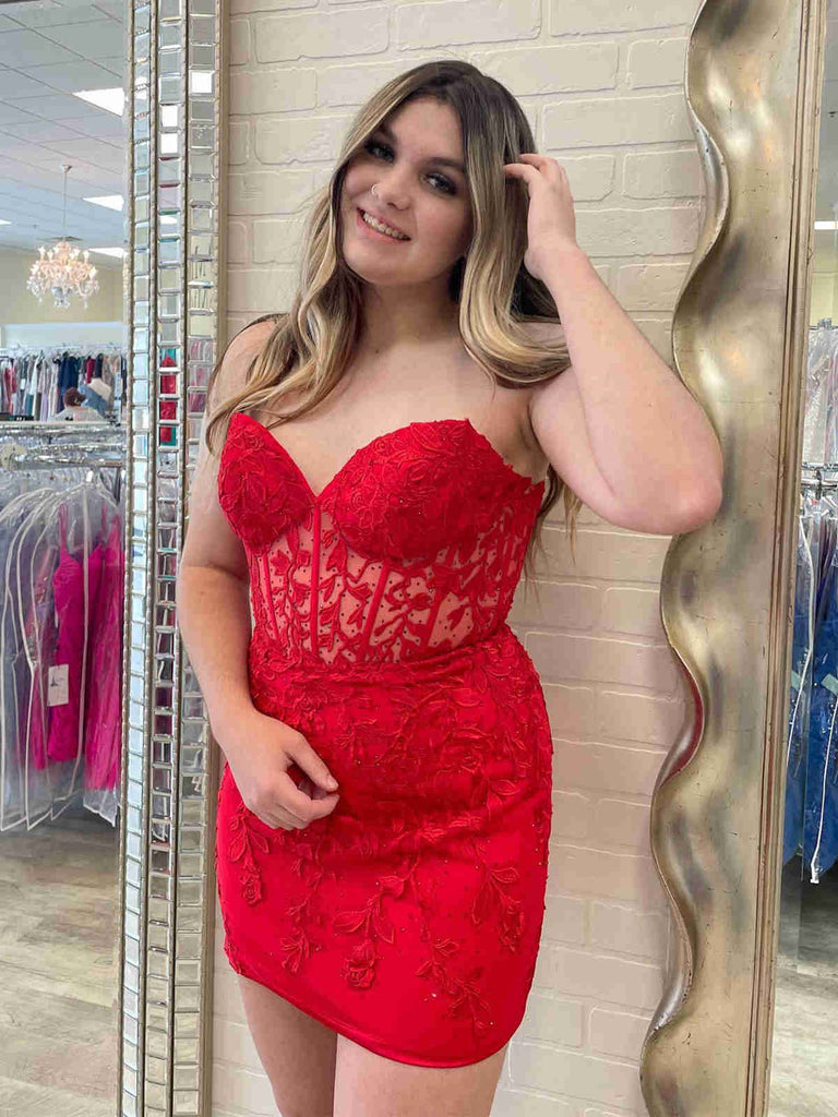 Strapless Short Lace Prom Dresses, Short Bodycon Lace Formal Homecomin jbydress Strapless Short Lace Prom Dresses, Short Bodycon Lace Formal Homecomin jbydress