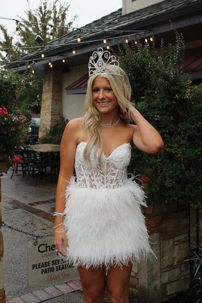 short feather prom dress A-Line Black Sequin Feather Short Party Dress Black / 14